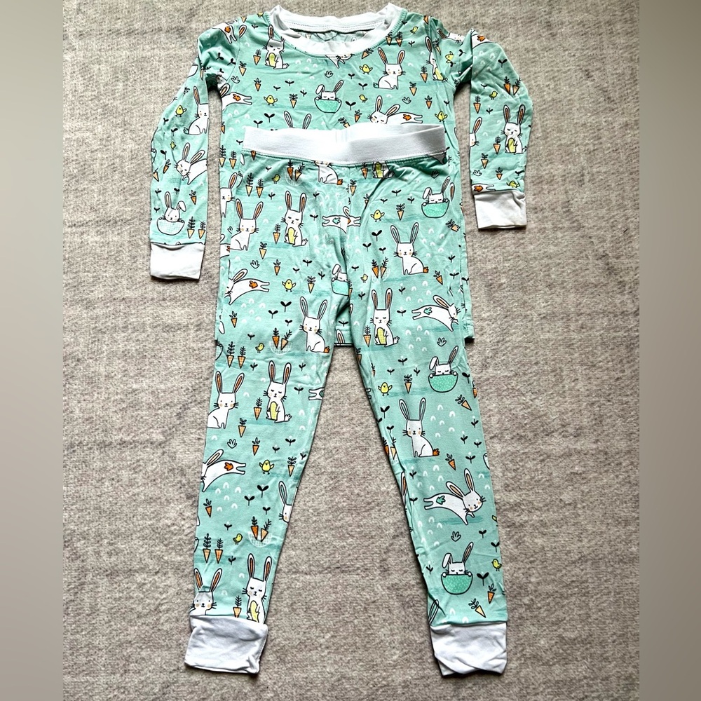 Little Sleepies Mint Bunnies Easter Bamboo Two-Piece LS Pajamas (2T)